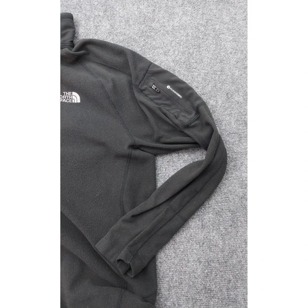 North Face Fleece Pullover Mens Large Black Flashdry 1/4 Zip Outdoor Zip Pocket